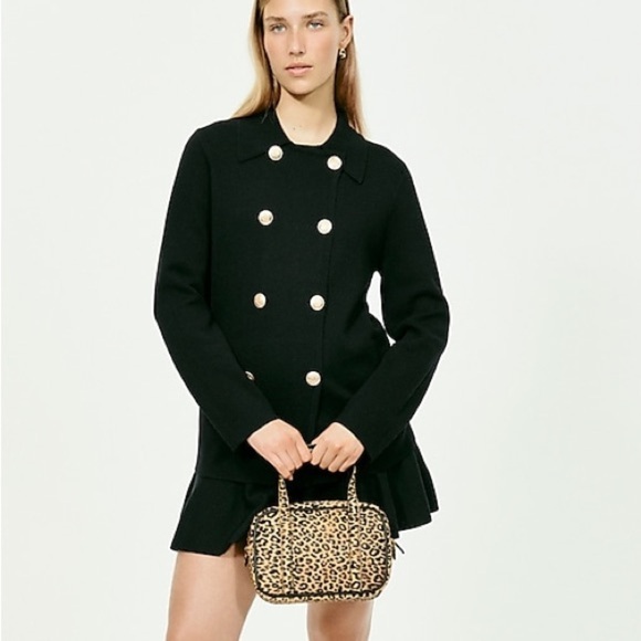 NWT J. Crew Black Warwick gold button double breasted sweater blazer - Picture 3 of 10